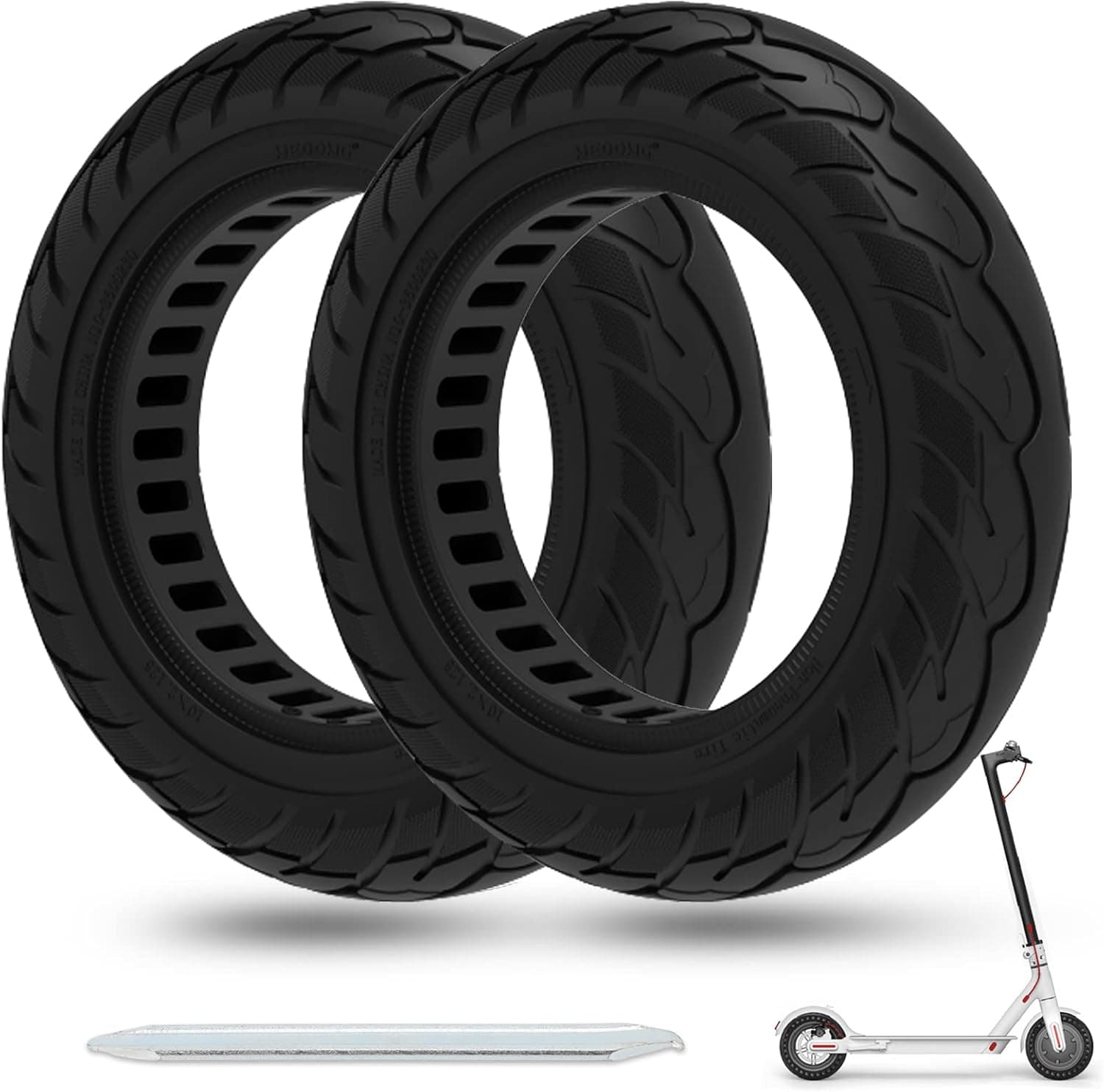 Cooryda Solid Tire,10 inches Electric Scooter Wheels Front or Rear Replacement Honeycomb Solid Tires 2pcs