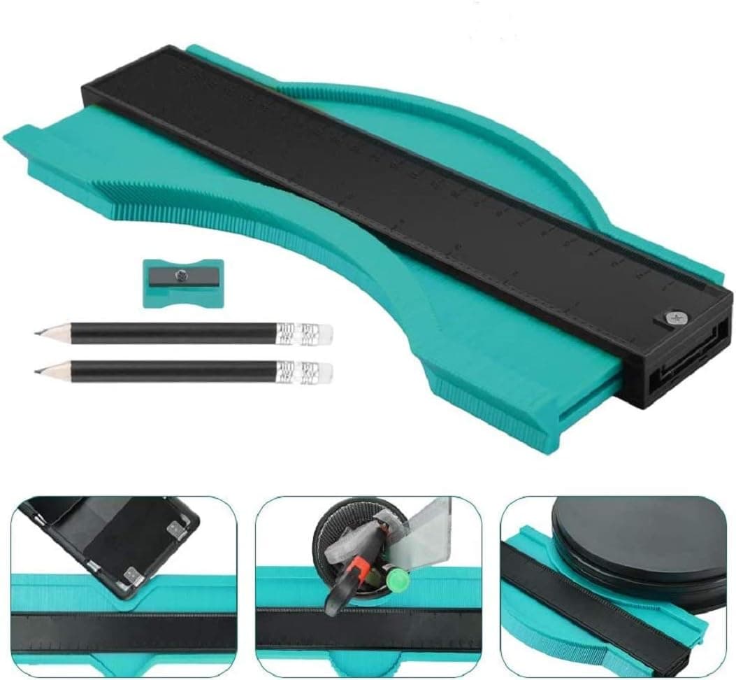 Contour Gauge,10-inch Profile Gauge Measure Ruler Contour Duplicator, Perfectly Suitable for Precisely Copy Irregular Shapes and Standard Wood Marking Tool Tiling Laminate Tiles General Tools-Green