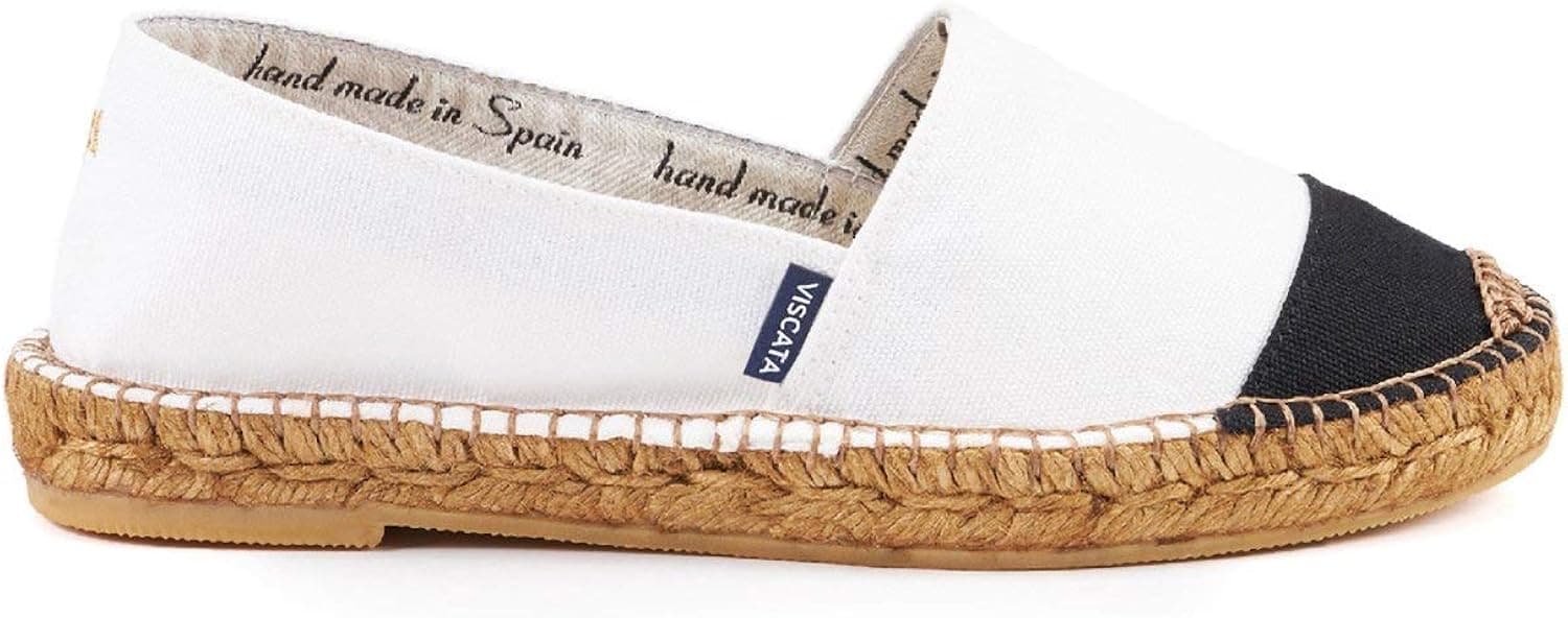 Viscata Barceloneta Espadrille Canvas Women's Flat Slip On Shoes Handmade in Spain Fashionable Organic Cotton Canvas Lightweight Material with 100% Natural Jute Midsole for All Casual Occasions