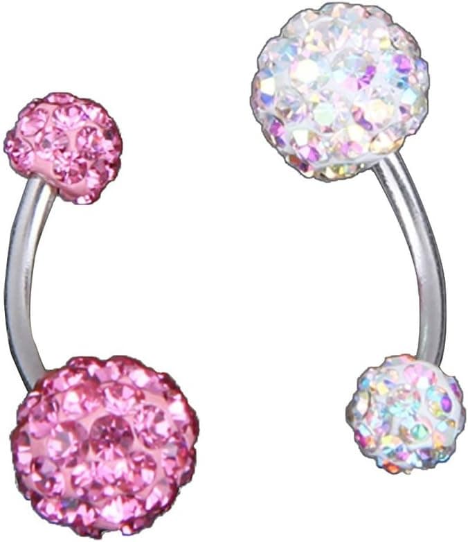 Tinksky Belly Button Rings Stainless Steel Crystal Rhinestone Belly Navel Ring Body Jewelry Piercing Pack of 2