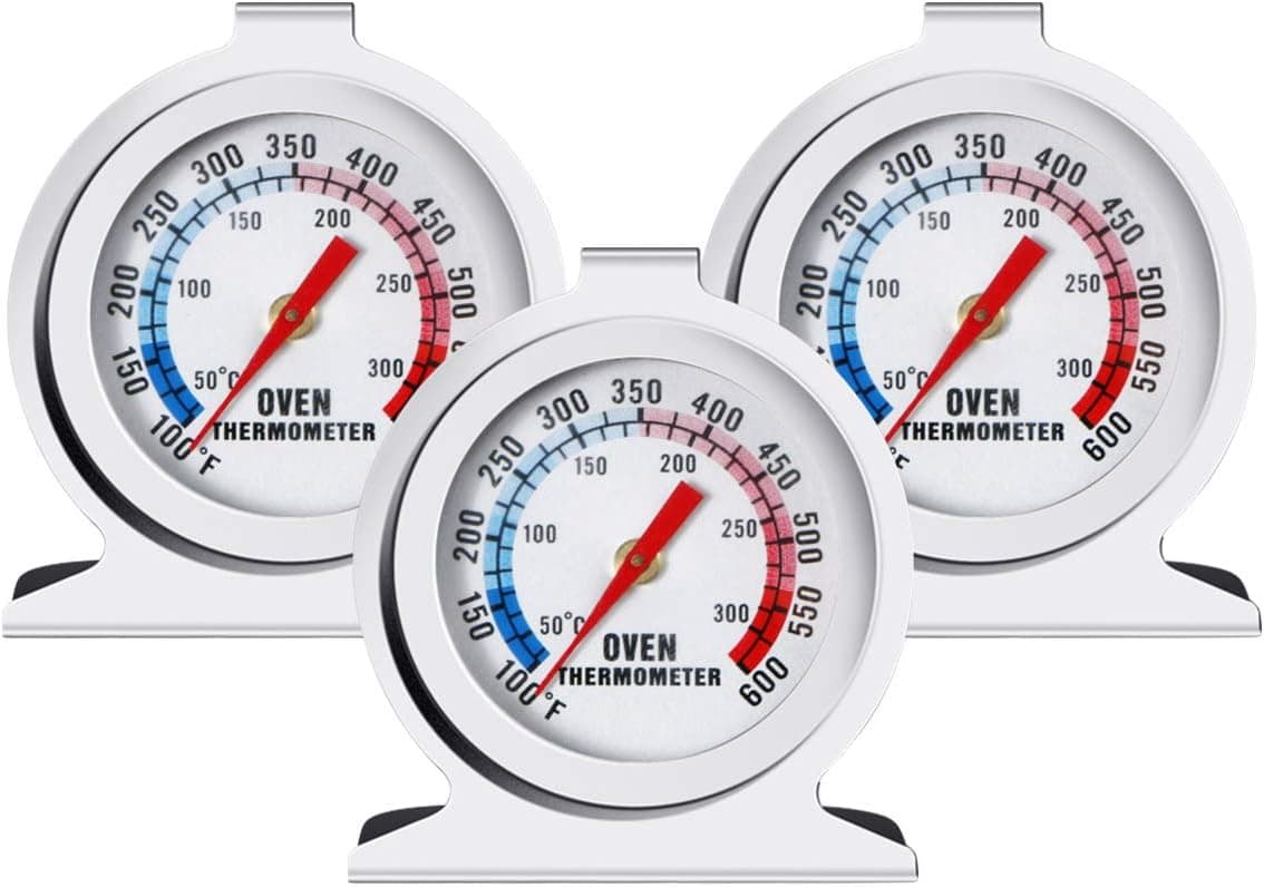 3PCS In Oven Thermometer - Stainless Steel Kitchen Cooking/Grill/Fry/Chef/Smoker/BBQ Baking Temperature Thermometer - Classic Series Large Dial Thermometer (3)