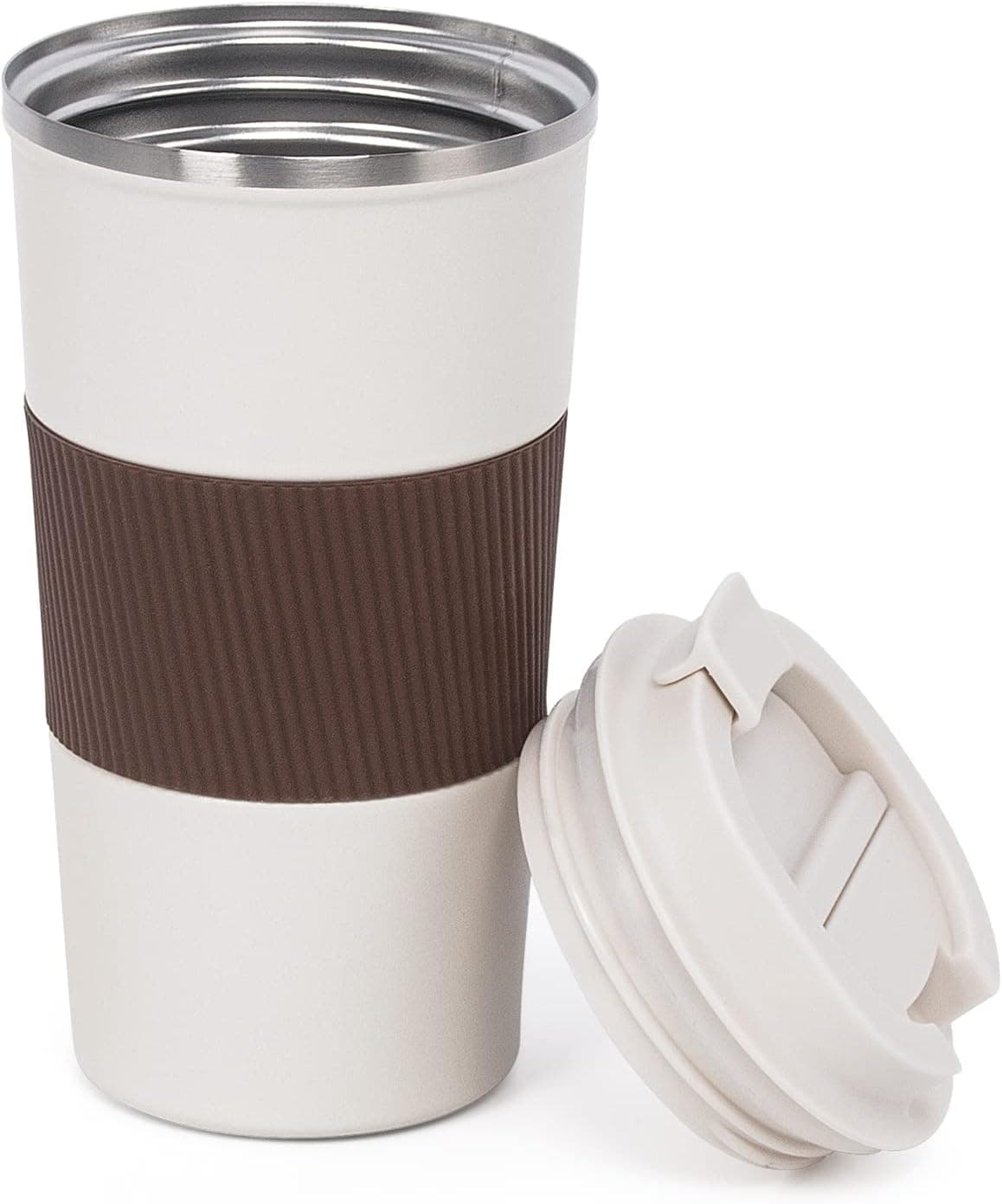 Tumbler Coffee Mug With Lid, 17oz Stainless Steel Coffee Travel Mug, Double Walled Vacuum Insulated Cup Leak Proof, Hot Drink and Iced Coffee Tumbler (Brown)