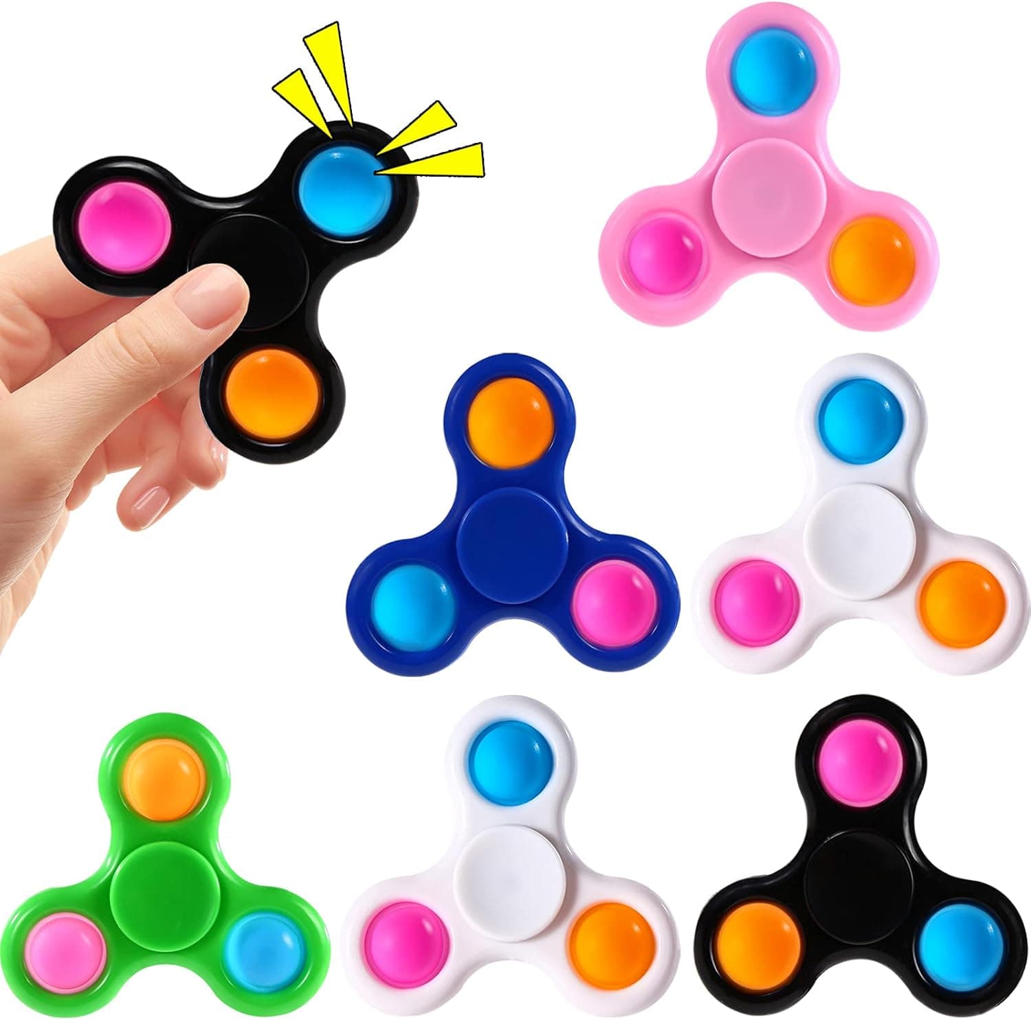 Fidget Spinner Toys Pack Kids Party Favors, ADHD Stress Relief Anxiety Sensory Toys Autism Fidget Spinners Gift for Kids Finger Toy, Goodie Bag Stuffers Return Gifts Kids Classroom Prizes (Pack of 6)
