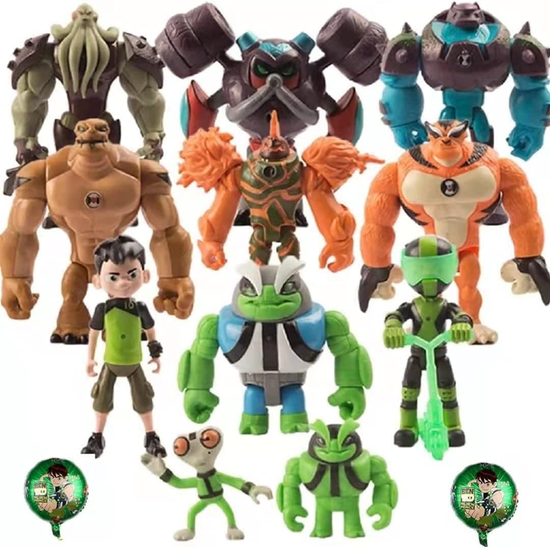 Russ ben10 Action Figure Ben 10 5'' 11pcs/Set Action Figures(Ben,Grey Matter,Rath,Hot Shot,Slapback,Armored Shock Rock,Vilgax,Humungousaur,Rustbuggy Ben,Omni-Enhanced Overflow)