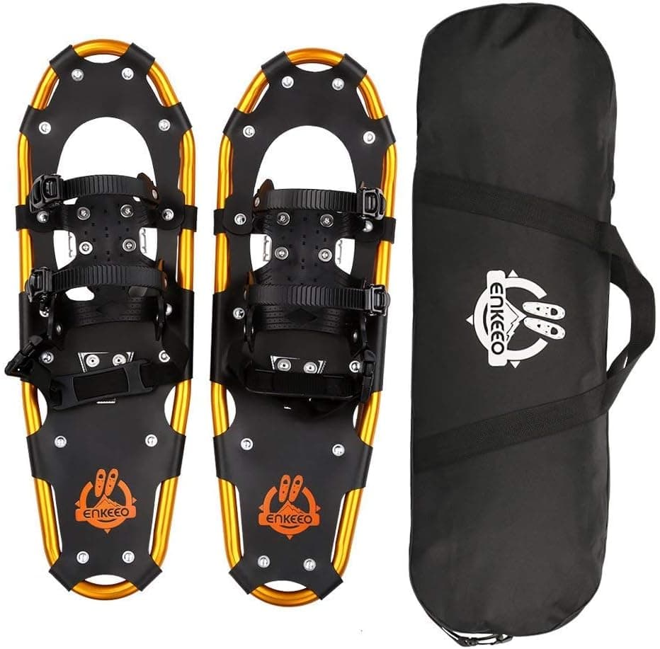 ENKEEO All Terrain Snowshoes Lightweight Aluminum Alloy Snow Shoes with Carry Bag and Adjustable Ratchet Bindings, 80/120/160/210 lbs. Capacity, 18"/21"/25"/30"