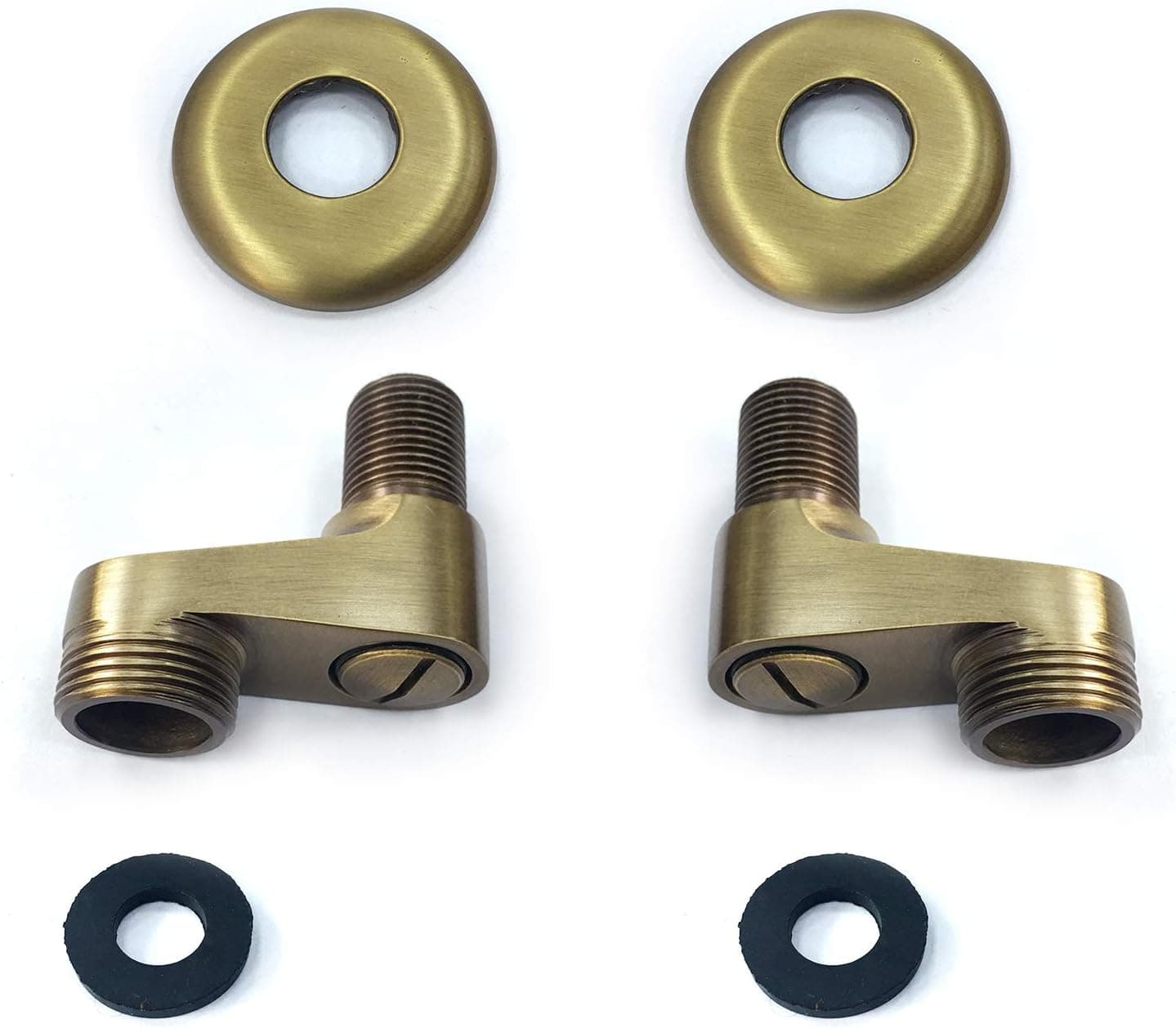 Aolemi 3-3/8 Inch Wall Mount Adapter Clawfoot Tub Bathtub Faucet Adjustable Swing Arms Eccentric Screw Antique Brass 2 Pack