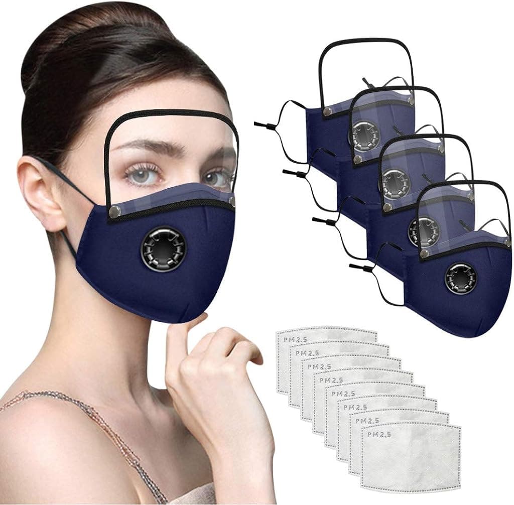 Reusable and Breathable, Face Bandanas with Eyes Shield (PVC), Full Protection, Indoors and Outdoors, Anti-Haze Dust, for Adults