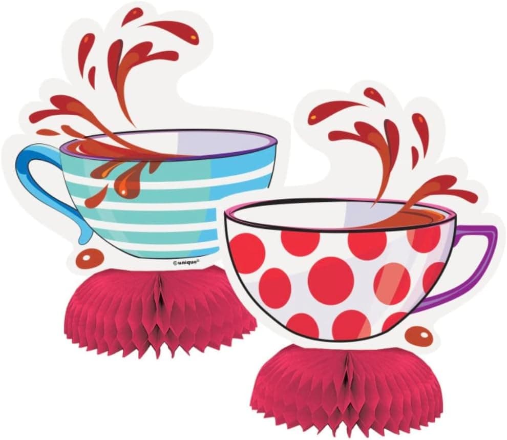 Unique 6" Tea Party Mini Honeycomb Decorations Assorted Designs | 4 Pcs, Multicolor