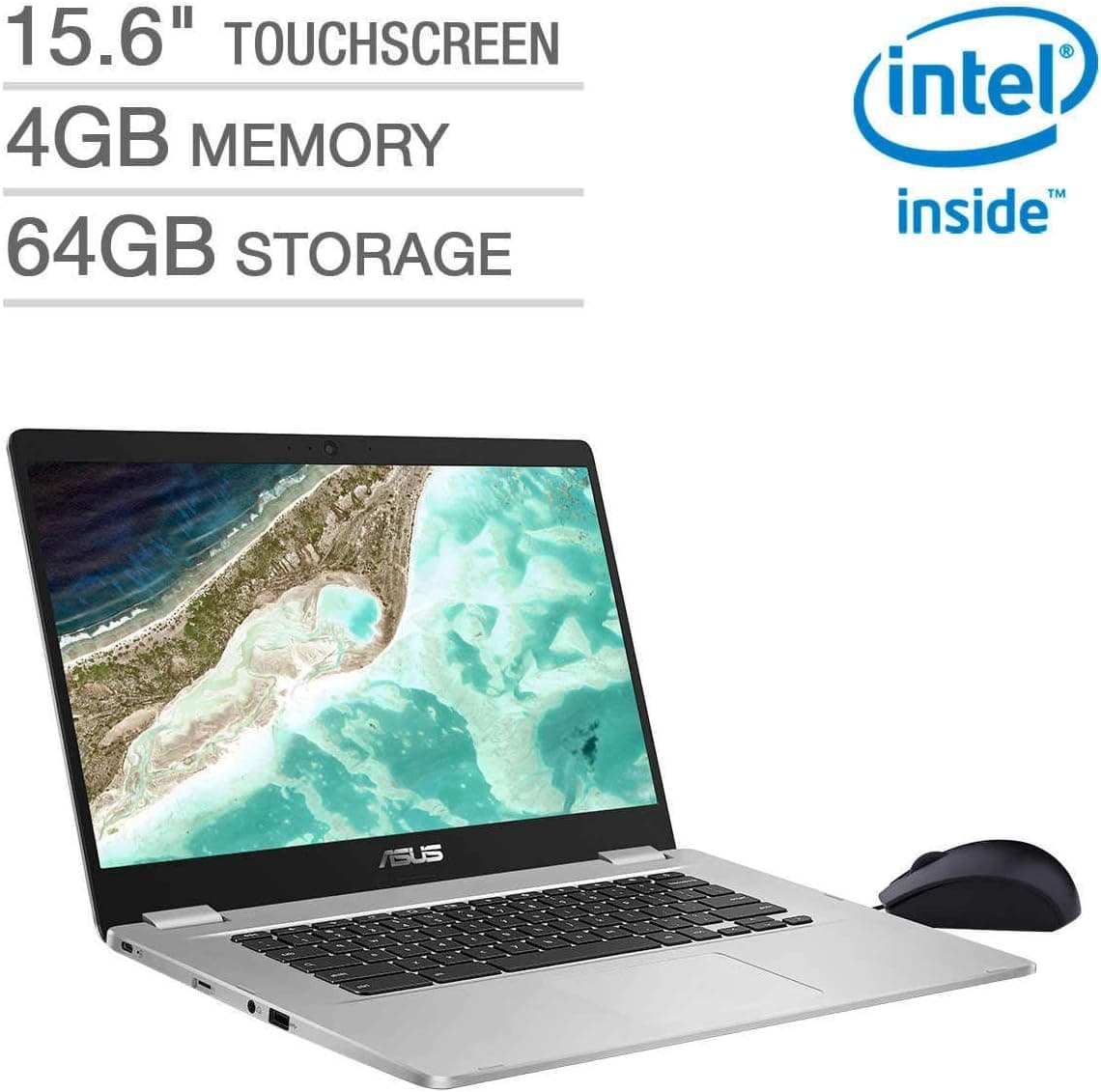ASUS 2019 15.6" Touchscreen Chromebook Intel Pentinum N4200 4GB DDR4 64GB EMMC (Renewed)