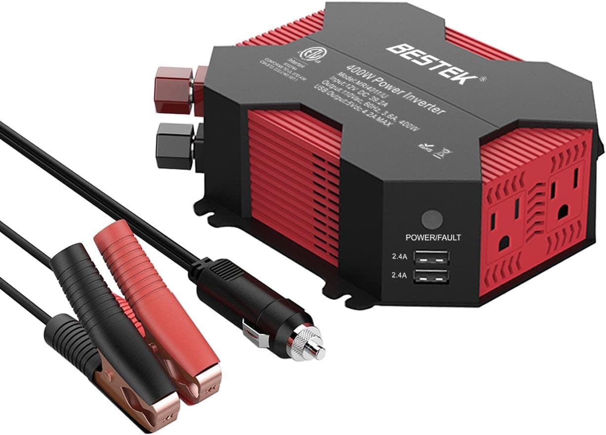 400W Car Power Inverter DC 12V to AC 110V Car Adapter with 5A 4 USB Charging Ports