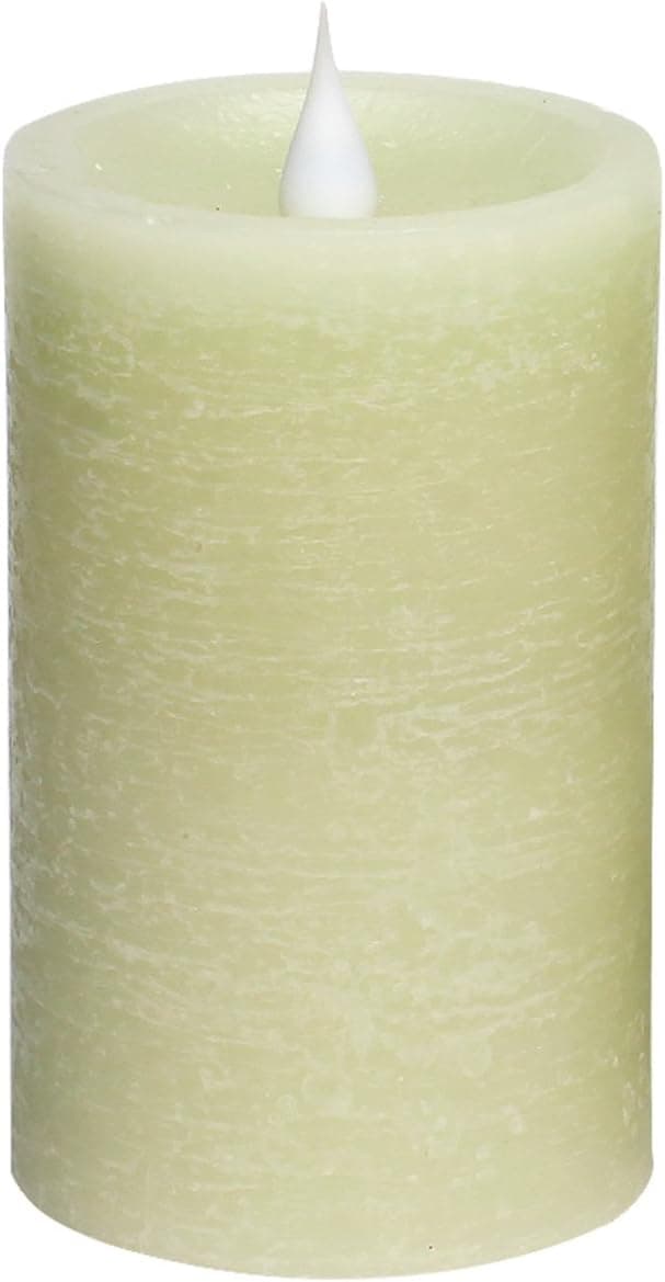 SIMPLUX Led 3D Wave Moving Flameless Battery Operated Flickering Real Wax Candle, 3x7'', Green
