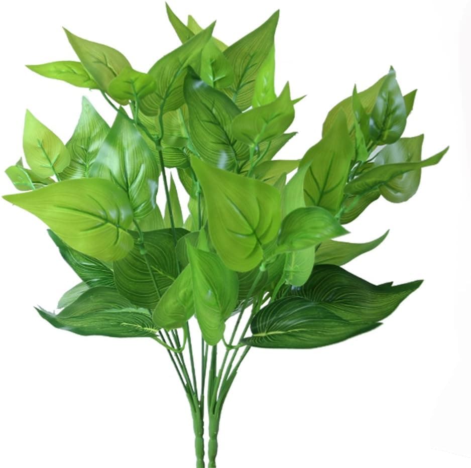 JUYO VONSAN® 8pcs Artificial Plants Epipremnum Aureus Leaves Fake Plants Bridal Home Garden Office Floor Restaurant Wedding Decoration (8, Green)