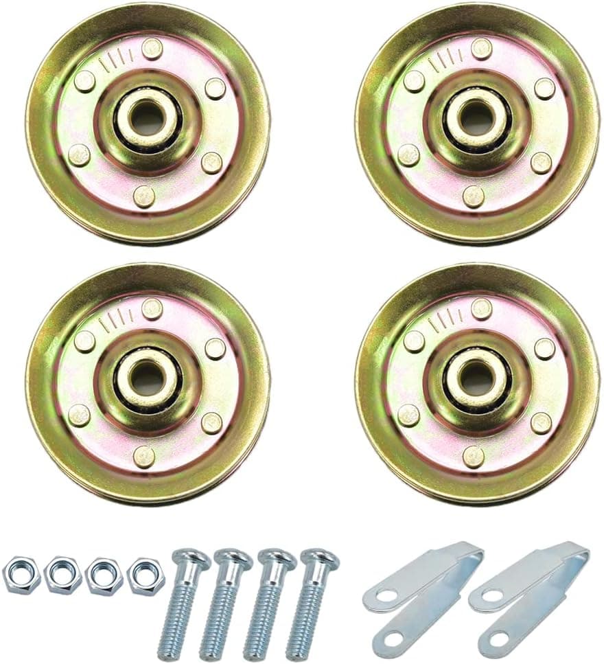 scottchen PRO 3" Heavy Duty Garage Door Pulley Kits, 3/8" Arbor 200LB Load, 4 Sheave Pulleys, 2 Clevis Forks, 4 Bolts and Nuts Kit