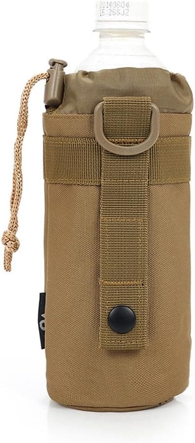 Museya Portable Outdoor Sports Travel Soft Nylon Molle System Water Bottle Holder Kettle Storage Bag Carring Pouch (Khaki)
