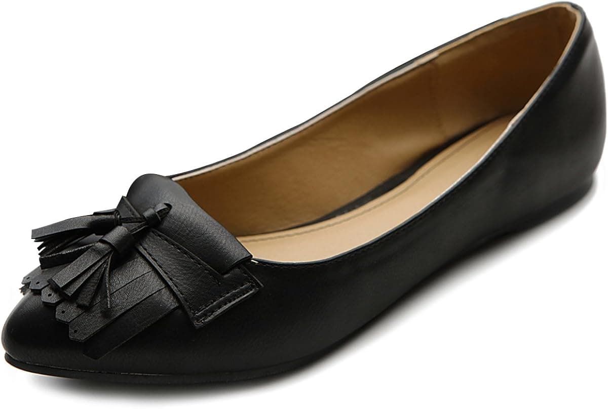 Ollio Women's Shoe Ballet Tassel Comfort Flat