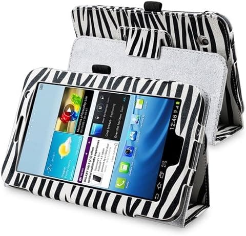 eForCity Leather Case with Stand for 7-Inch Samsung Galaxy Tab 2, White/Black Zebra (PSAMGLXTLC26)