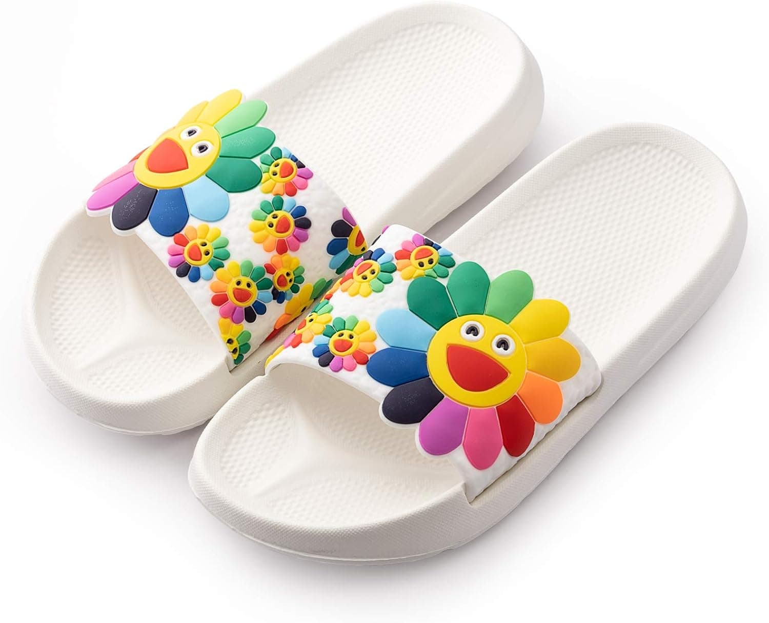OSVINO Girls Shower Shoes Sunflower Pattern Non-Slip Bath Sliders Indoor Pool Beach Shoes