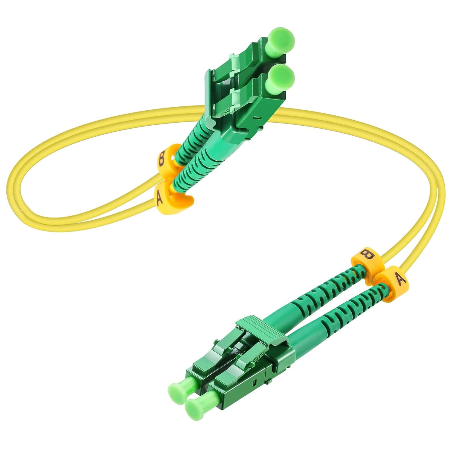 LC/APC to LC/APC Fiber Patch Cable Singlemode Duplex- 9/125 OS1 Fiber Optic Ethernet Cable - 1FT