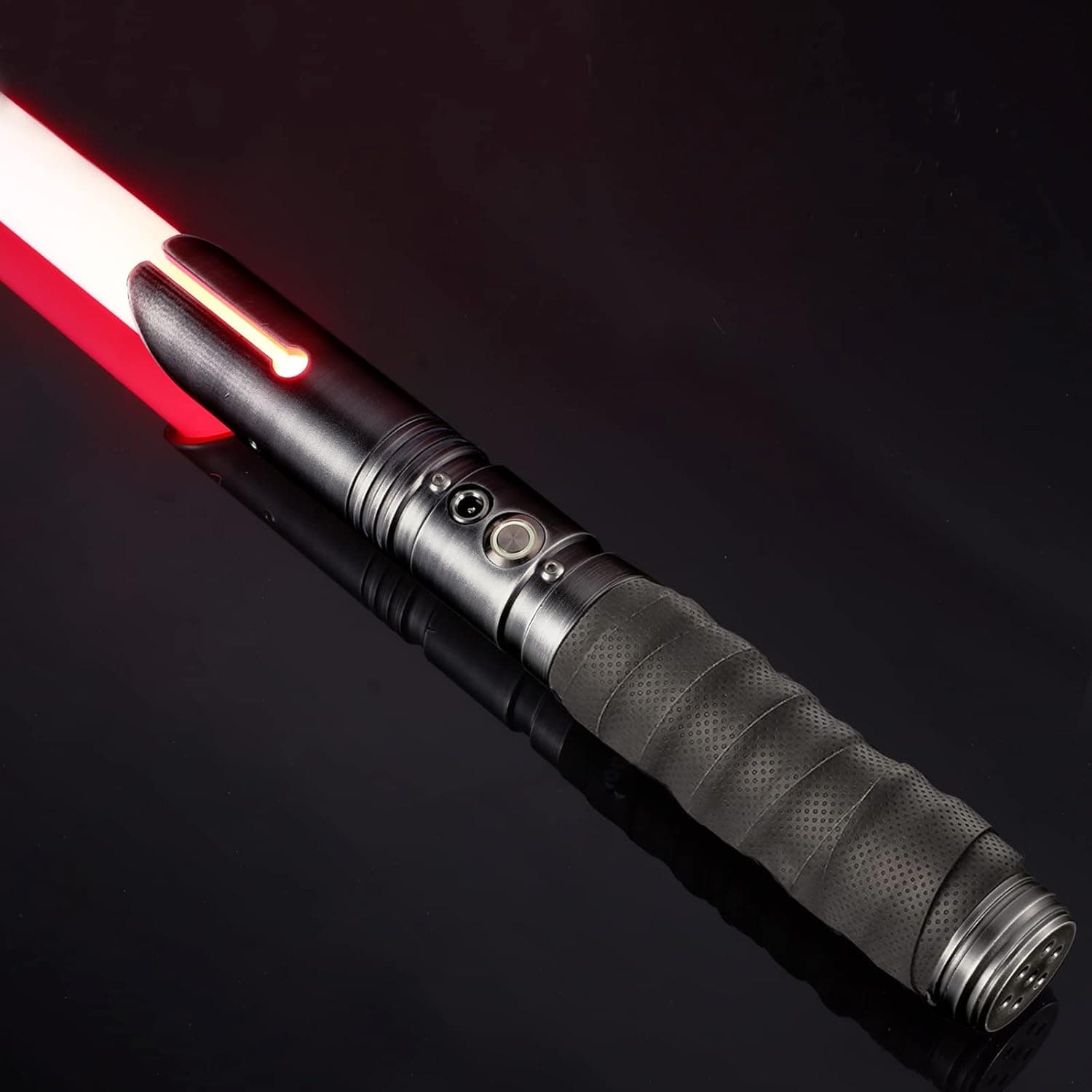SYINGEL Heavy Dueling Lightsaber, Smooth Swing RGB Infinite Color Changing Real Lightsaber 10 Sounds Font Volume Adjustable Force FX Lightsabers Metal Hilt Adult Children Light Saber(Grey)
