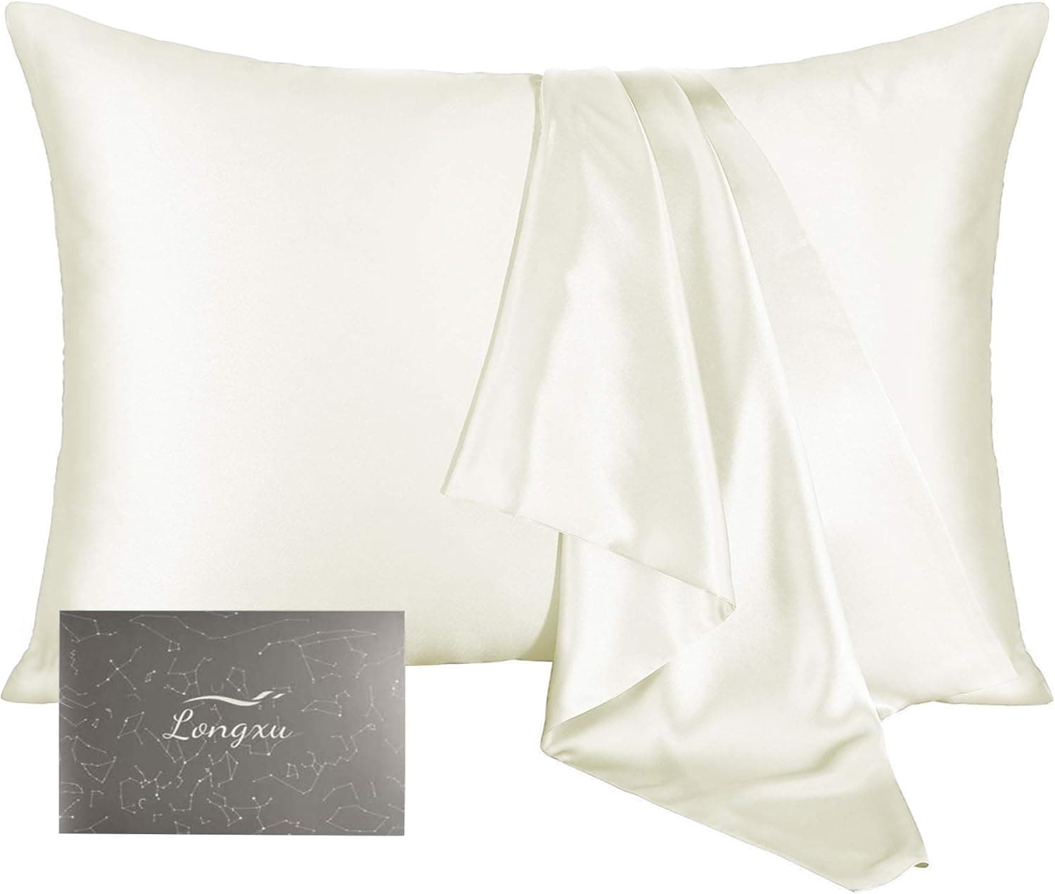 Aukfa Silk Pillowcase Gift for Women,1 Pack Mulberry Silk Pillowcase for Hair and Skin and Stay Comfortable and Breathable During Sleep (Cream,Queen)