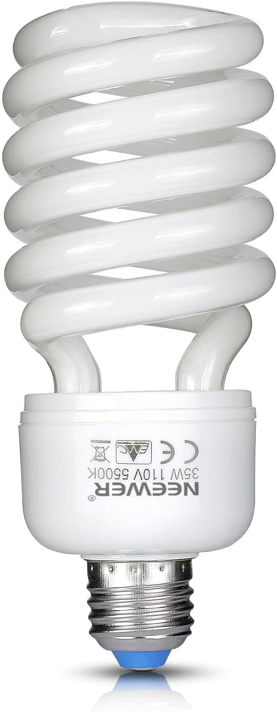 Neewer 35W 110V 5500K Tri-phosphor Spiral CFL Daylight Balanced Light Bulb in E27 Socket for Photo and Video Studio Lighting(35W)