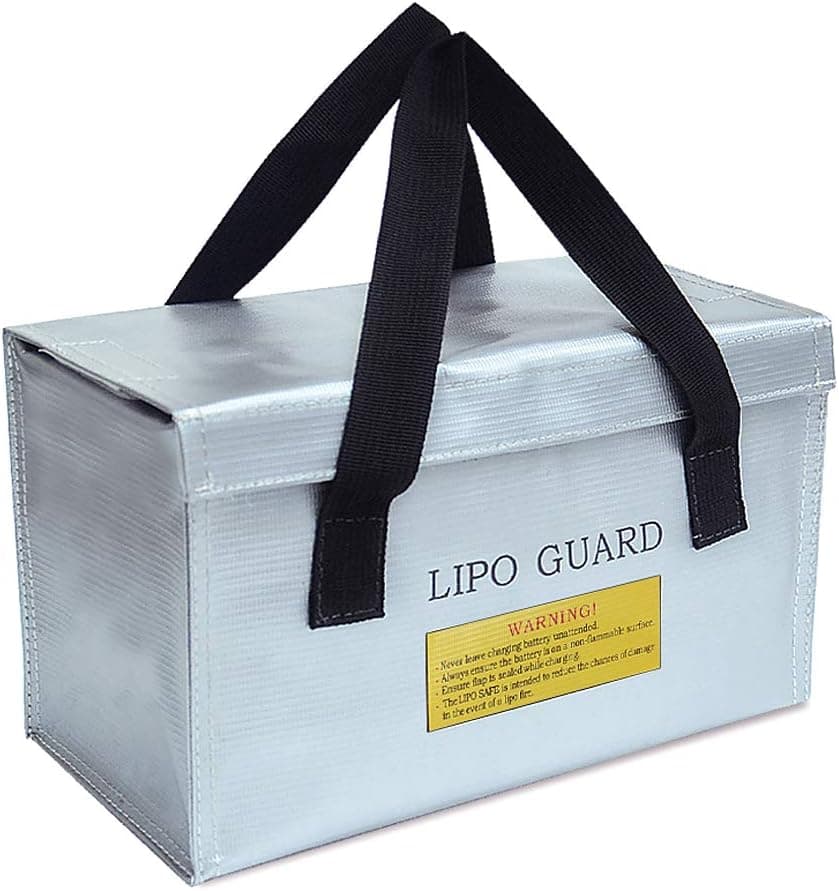 YinQin Lipo Battery Safe Bag Lipo Battery Guard Safe Bag Pouch Fireproof Explosion Proof Bag for Charge & Storage Fireproof Bag (Silver, 10.24 x 5.11 x 5.9 inch)