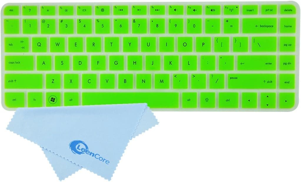 LeenCore Semi-Green Cute Sweet Cool Ultra Thin Silicone Keyboard Protector Skin Cover for 15.6-Inch HP 2000 Laptop PC, such as HP 2000-350US, 2000-299WM, 2000-416dx, 2000-2a20nr, 2000-2a22NR, 2000-2b30dx, 2000-2d10NR, 2000-2b19WM, 2000-2b80DX, 2000-2b49WM, 2000-2c29WM, 2000-2d20NR, 2000-2d64NR, 2000-2d09wm US Layout (if your "enter" key looks like "7", our skin can't fit) + 1x Microfiber Cleaning Cloth from LeenCore