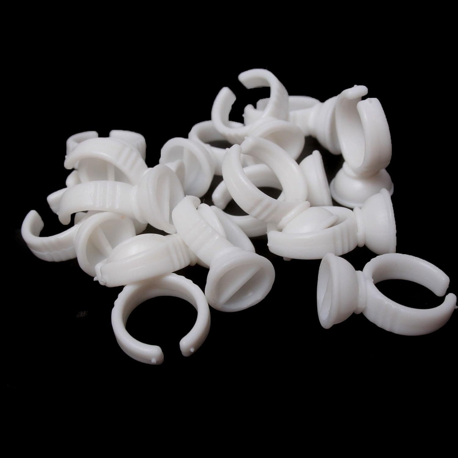 Baisidai 2 Slots 50PCS Disposable Plastic Nail Art Tattoo Glue Holder Eyelash Extension Rings Adhesive Pigment Holders Finger Hand Beauty Tools # 01