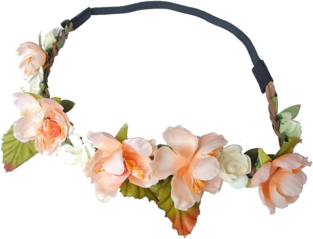 Shop4(TM)Lady's Floral Elastic Headpieces,Headband-Orange and White Flowers (A 314-019)