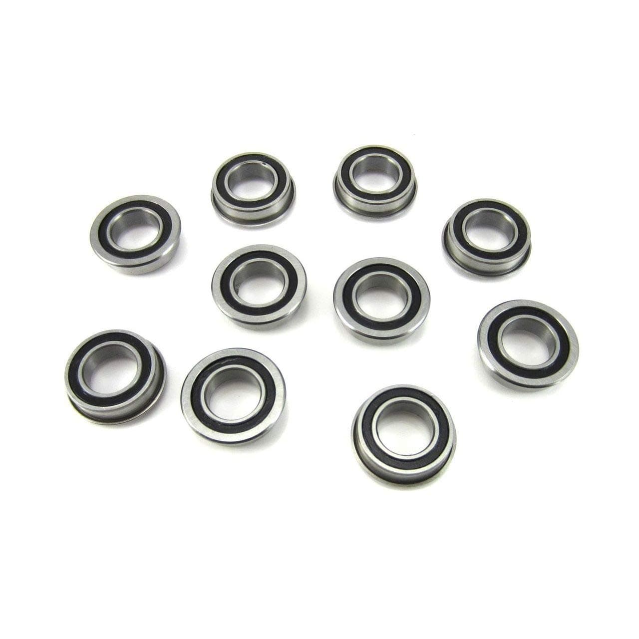 TRB RC 10pcs. 8x14x4mm Flanged Precision Ball Bearings Chrome Steel Rubber Seals