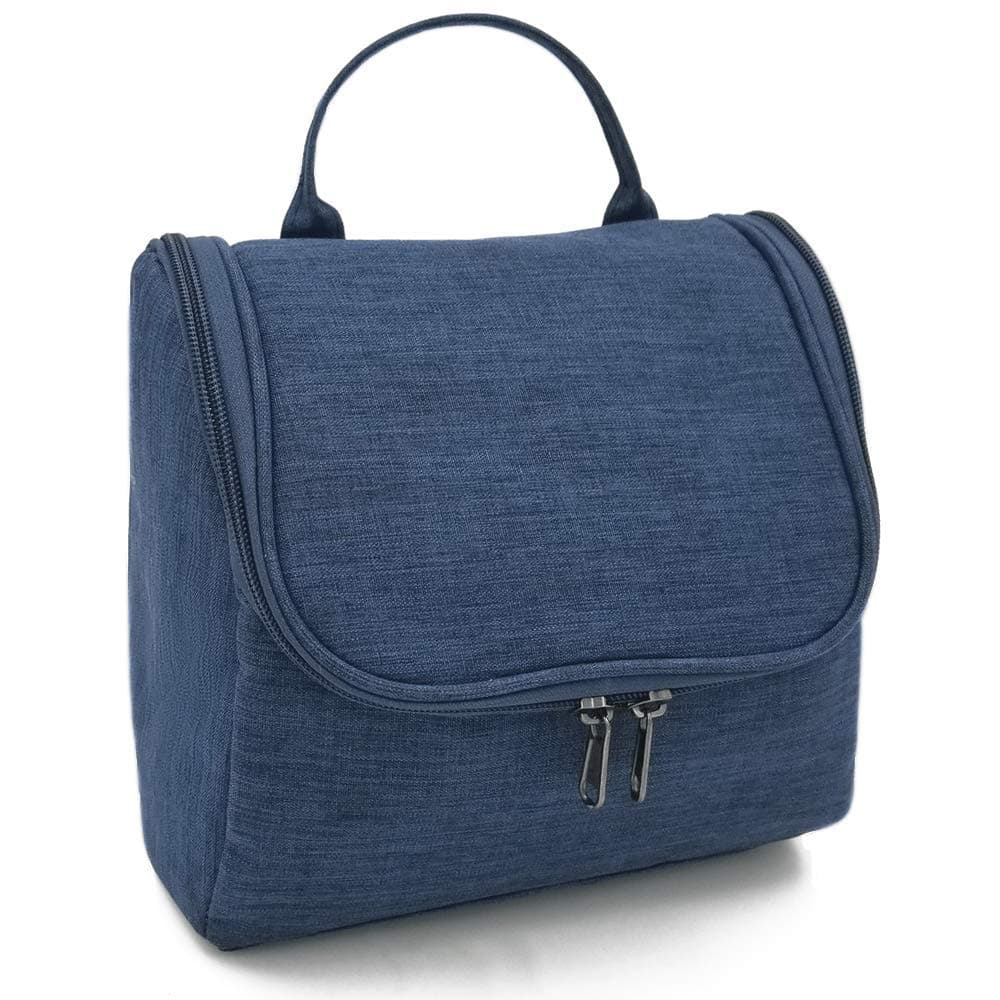 Hanging Toiletry Organizer Wash Bag for Travel by Efolve | Cosmetic Makeup Multi-function Case for Women Men | Waterproof Business Bathroom Shower (Navy Blue)