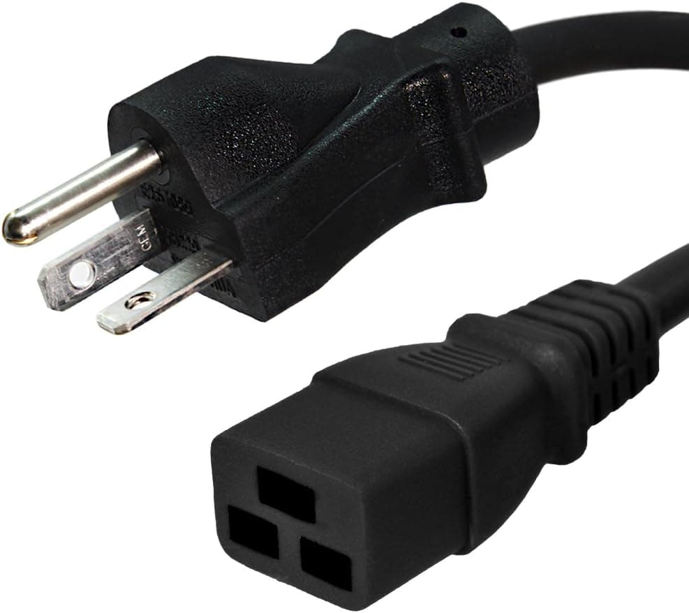 NEMA 6-20P to C19 Power Cord - 12 Foot, 20A/250V, 12 AWG - Iron Box Part # IBX-4937-12