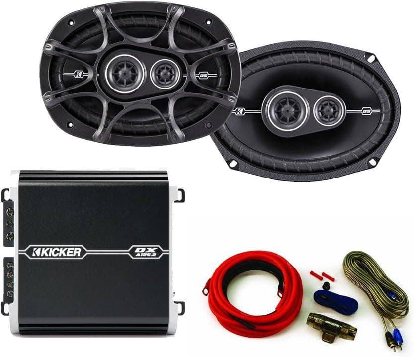 KICKER DS 6x9 Speaker Package DX 125 watt 2-Channel Amplifier and Wiring kit.