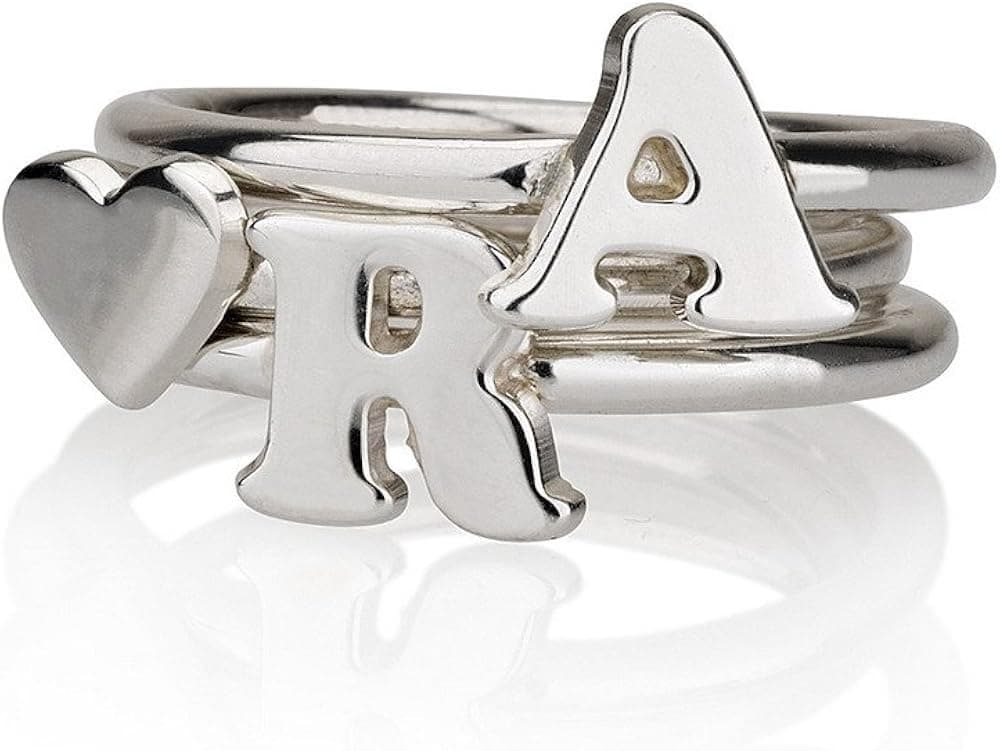 Initial Ring Stack Rings Monogram Ring Personalized Ring - 925 Sterling Silver Initial terling Silver Stackable Rings-Couple Ring