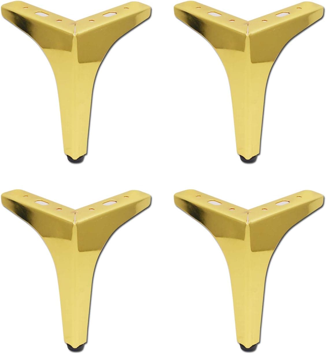 Antrader 4 Pack 7-Inch Height Adjustable Modern Furniture Sofa Legs Metal Polished Gold Plating Table Cabinet Cupboard Feet