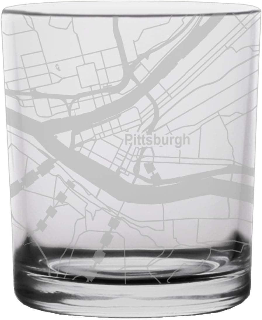 Pittsburgh City Map Whiskey Glass Pennsylvania