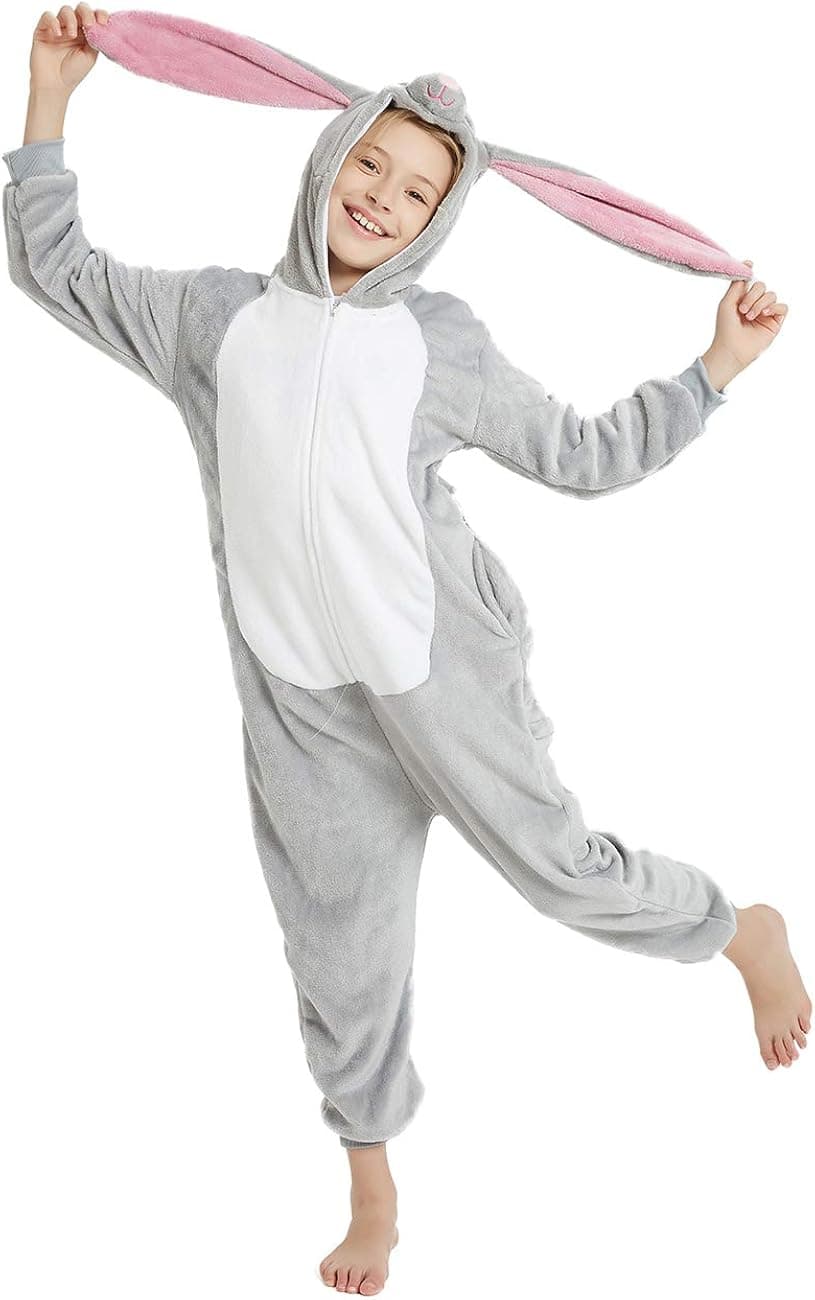 ABENCA Easter Kids Bunny Onesie Rabbit Pajamas for Girls Cartoon One Piece Animal Halloween Christmas Cosplay Costume