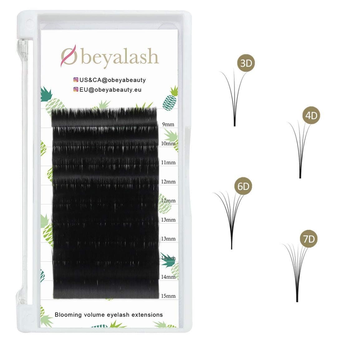 Obeyalash Easy Fan Volume Lashes 0.03mm Volume Lash Extensions D Curl Auto Fan Lash Extensions 10mm Mixed Easy Fanning Lash Extensions Automatic Blooming Lashes(0.03D 10)