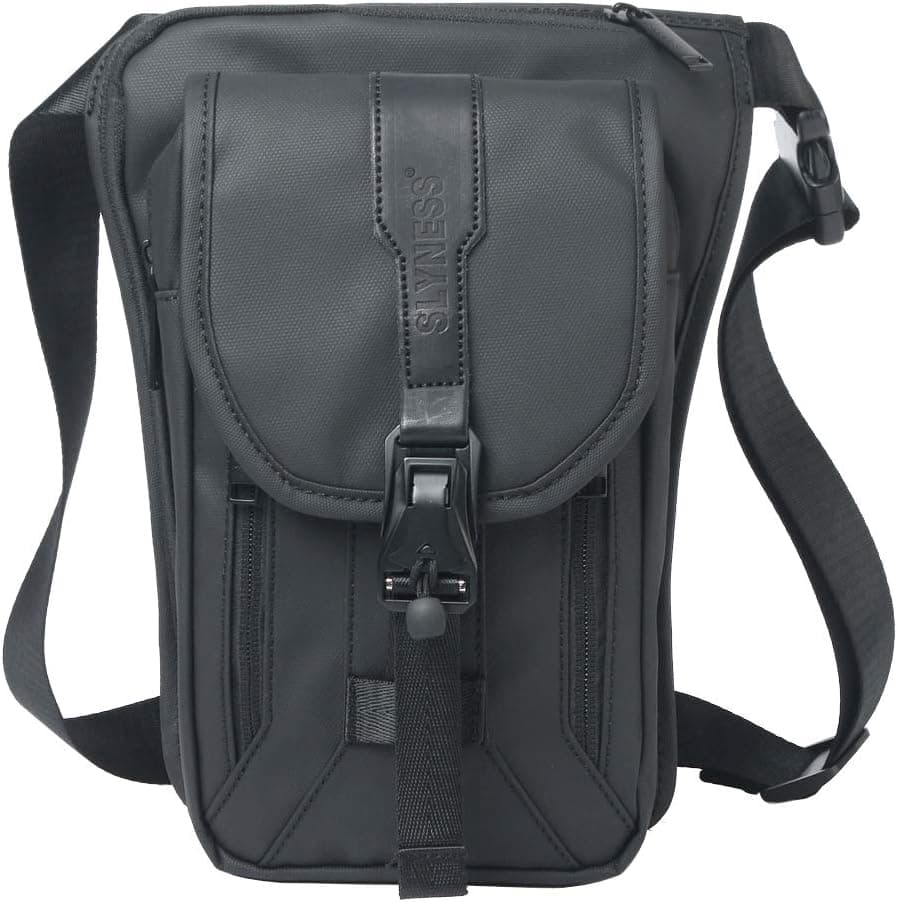 Oxford Waist Pack Motorcycle Drop Leg Bag for Men Women Thigh Waist Bum Hip Fanny Belt Bag Cell/Mobile Phone Purse Pouch Outdoor Travel Sports Hiking Cycling Tactical Casual Sling Crossbody Daypack Black