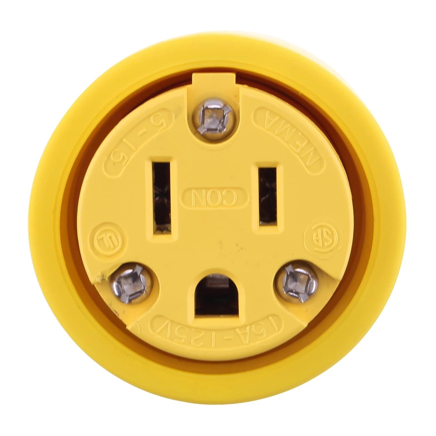 Hubbell Wiring Systems 15W47H TPE Watertight Straight Blade Connector, 0.5 HP, 15 amp, 125V, 2-Pole, 3-Wire Grounding, 5-15R, Yellow