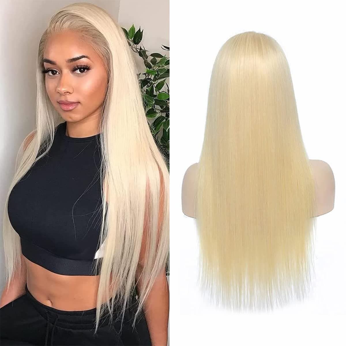 Lace Front Wigs Human Hair 13x4 Straight Lace Front Wig Human Hair Pre Plucked HD Transparent Lace Frontal Wigs with Baby Hair Brazilian Virgin Hair for Women 180% Density Human Hair Lace Front Wigs (20inch, #613)