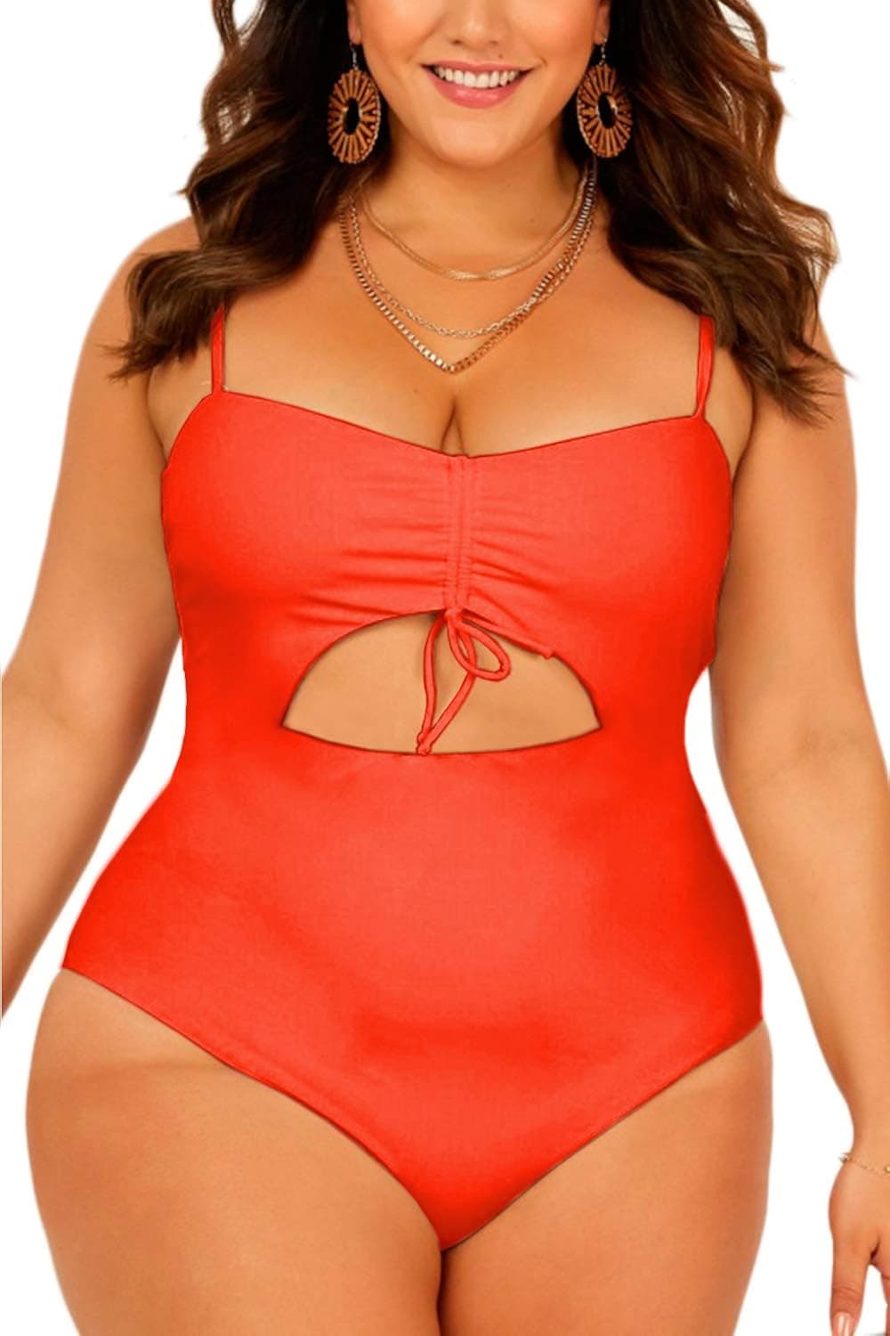 Mulisky Women’s Plus Size High Waist One Piece Swimwear Cutout Padded Monokini Tummy Control Bikini Beach Swimsuit
