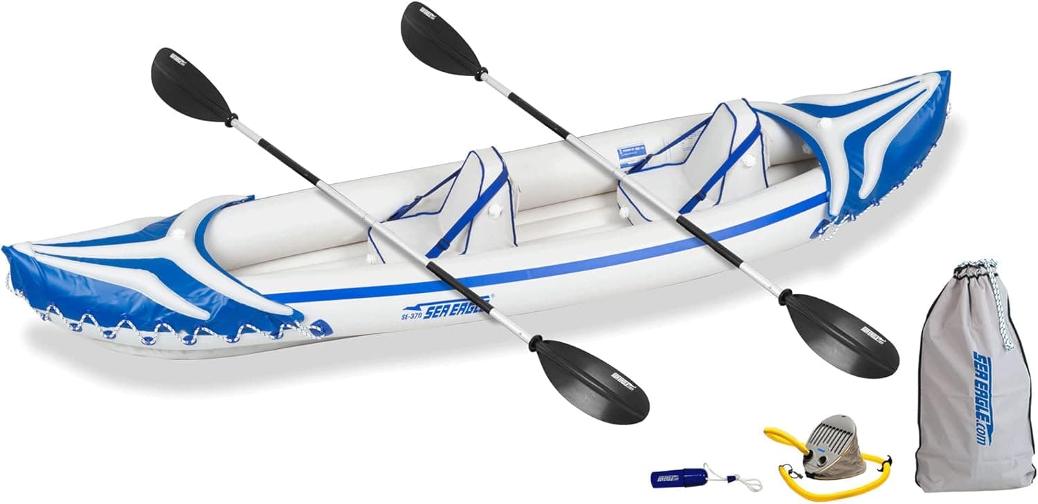 Sea Eagle 3 Person Inflatable Portable Sport Kayak Canoe w/Paddles