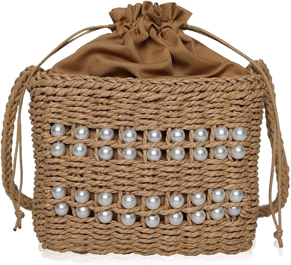 ELDA Straw Shoulder Bag for Women Summer Beach Purse Woven Crossbody Bags Handbag