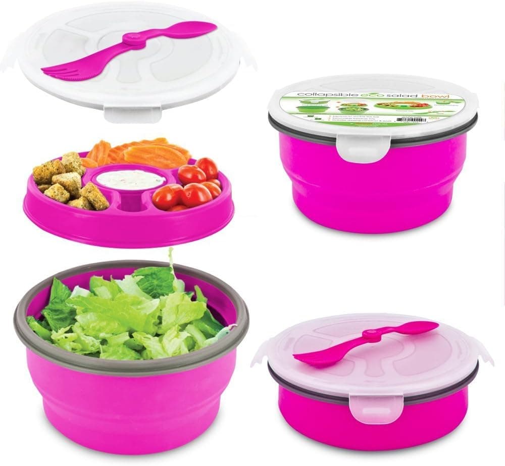 Smart Planet Eco Collapsible Salad Bowl, 64 oz, Pink