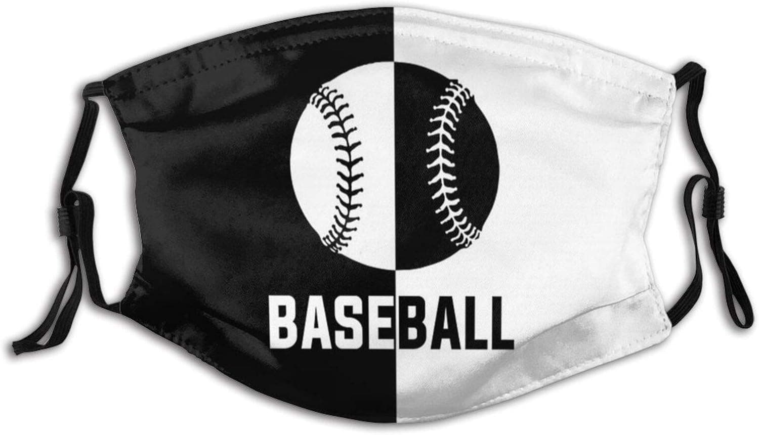 Baseball Color Black White Print Face Mask-Adjustable Ear Loops|Reusable-With Filter Pocket-Unisex Gifts For Men&Women Balaclava Bandana Cloth