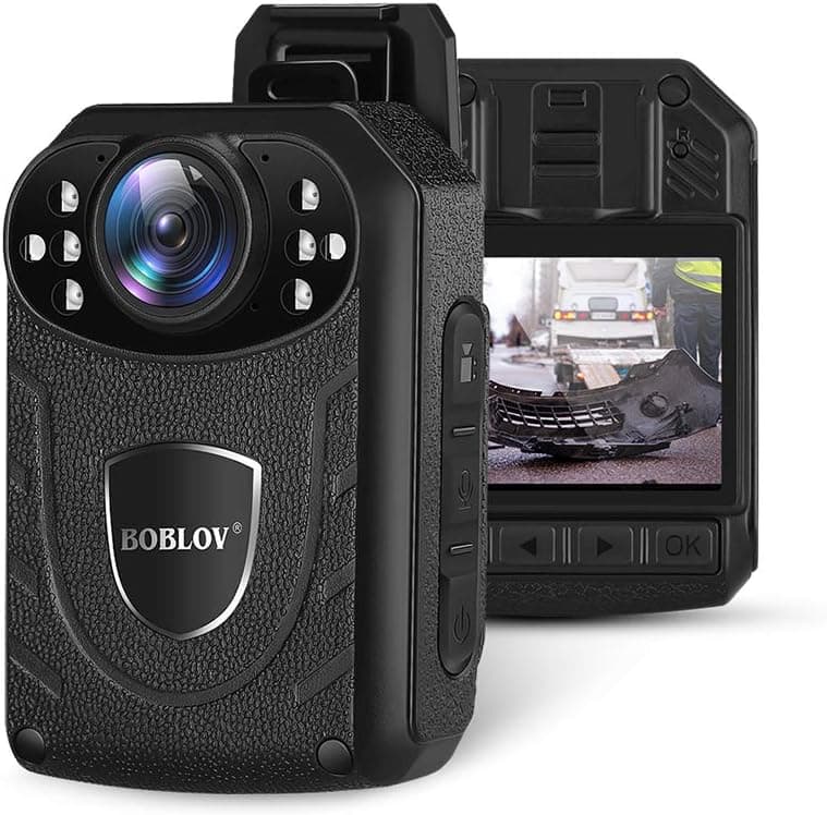 BOBLOV KJ21 Body Camera, 1296P Body Wearable Camera Support Memory Expand Max 128G 8-10Hours Recording Police Body Camera Lightweight and Portable Easy to Operate Clear NightVision (32GB)