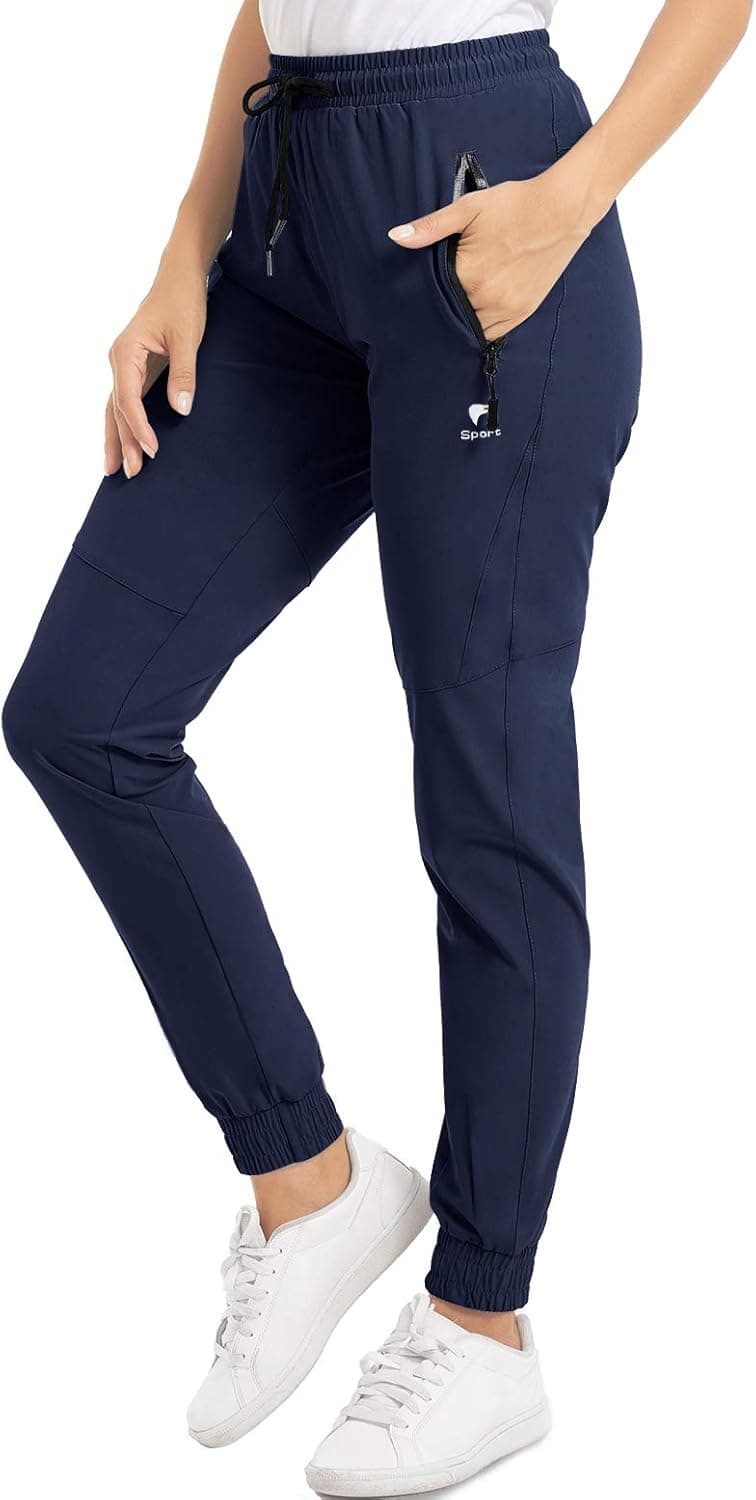 Boladeci Women's Hiking Pants Lightweight Quick Dry Stretch Elastic Waist Water Resistant Golf Travel Pants with Zip Pockets