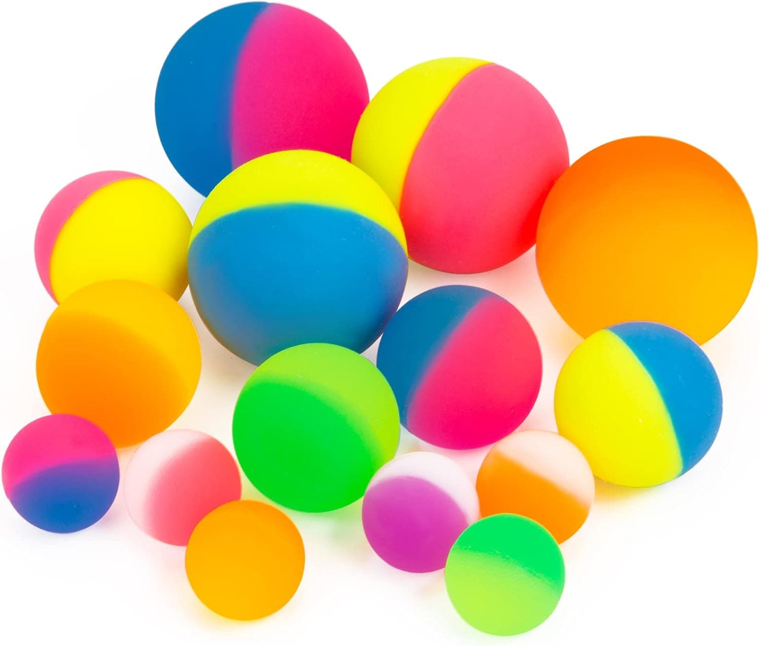 Pllieay 15PCS Super Bouncy Balls, Including 4pcs 60mm, 5pcs 45mm, 6pcs 32mm, 3 Sizes High Bounce Large Bouncy Balls Bulk for Kids Party Favors, Carnival Prizes, Gift Bag Filler