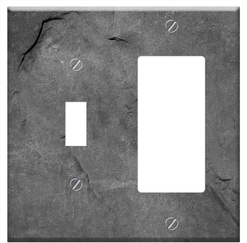 1-Toggle 1-Rocker/GFCI Combination Wall Plate Cover - Grey Stone Texture